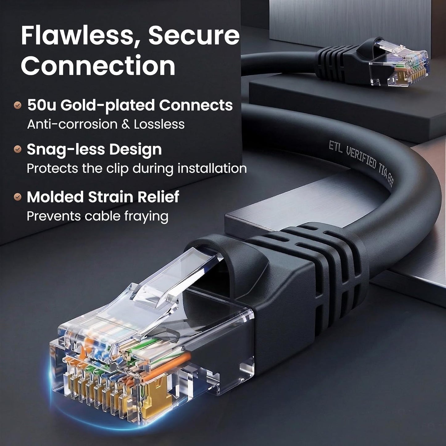 Cat 6 Ethernet Cable 5 Ft (24-Pack) - Cat6 Patch Cable, Cat 6 Patch Cable, Cat6 Cable, Cat 6 Cable, Cat6 Ethernet Cable, Network Cable, Internet Cable - Black 5 Feet